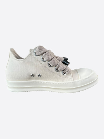 Rick Owens White Jumbo Lace Women's Low Top Sneakers