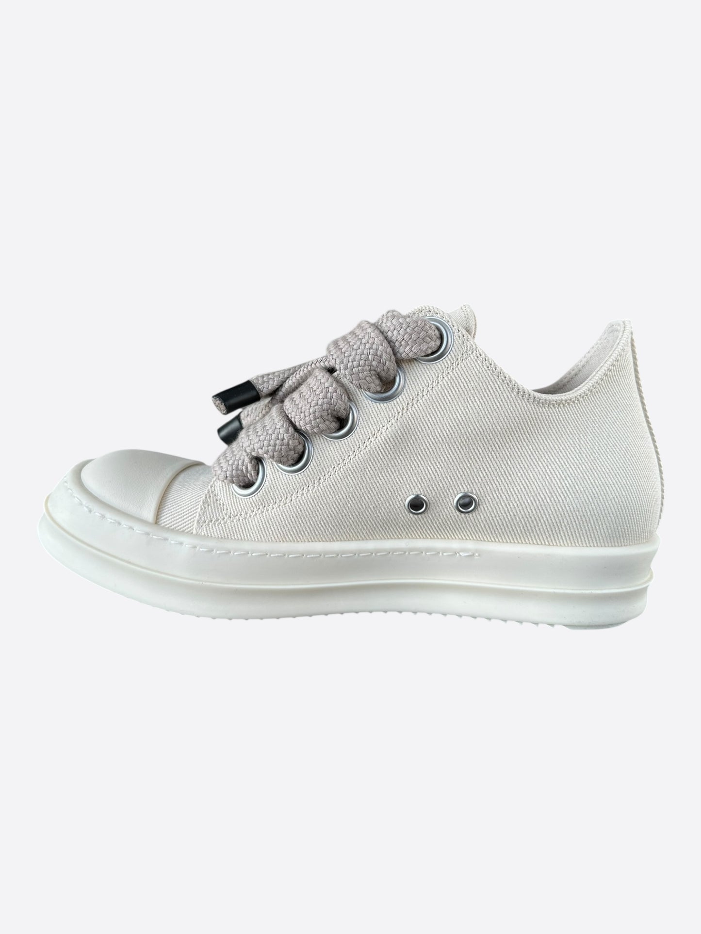 Rick Owens White Jumbo Lace Women's Low Top Sneakers