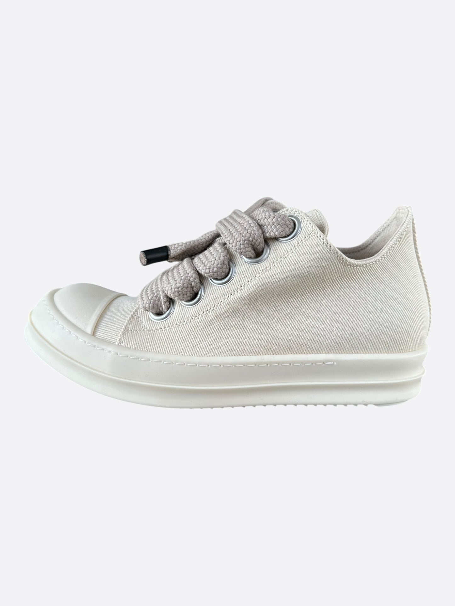 Rick Owens White Jumbo Lace Women's Low Top Sneakers