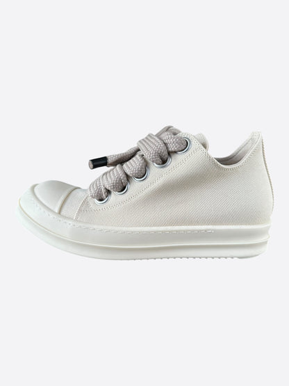 Rick Owens White Jumbo Lace Women's Low Top Sneakers