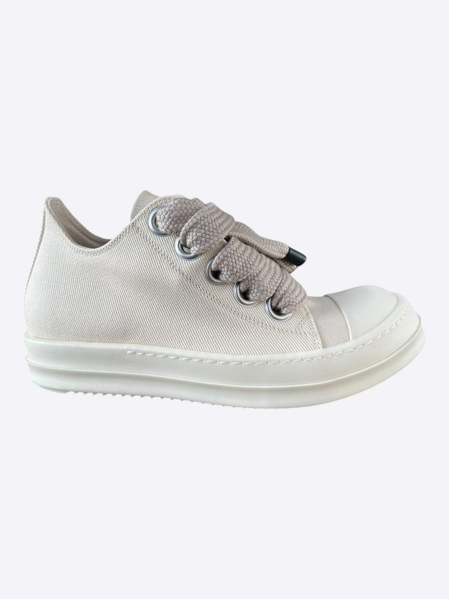 Rick Owens White Jumbo Lace Women's Low Top Sneakers