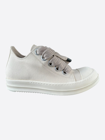 Rick Owens White Jumbo Lace Women's Low Top Sneakers