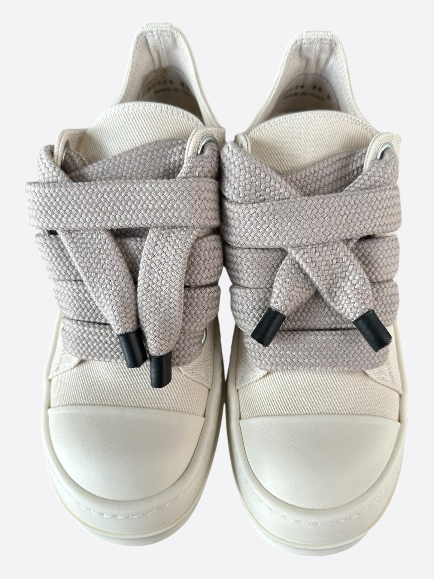 Rick Owens White Jumbo Lace Women's Low Top Sneakers