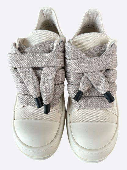 Rick Owens White Jumbo Lace Women's Low Top Sneakers