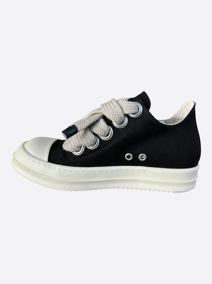 Rick Owens Black & White Jumbo Lace Women's Low Top Sneakers