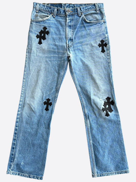 Chrome Hearts Levis Blue & Black Cross Patch Jeans