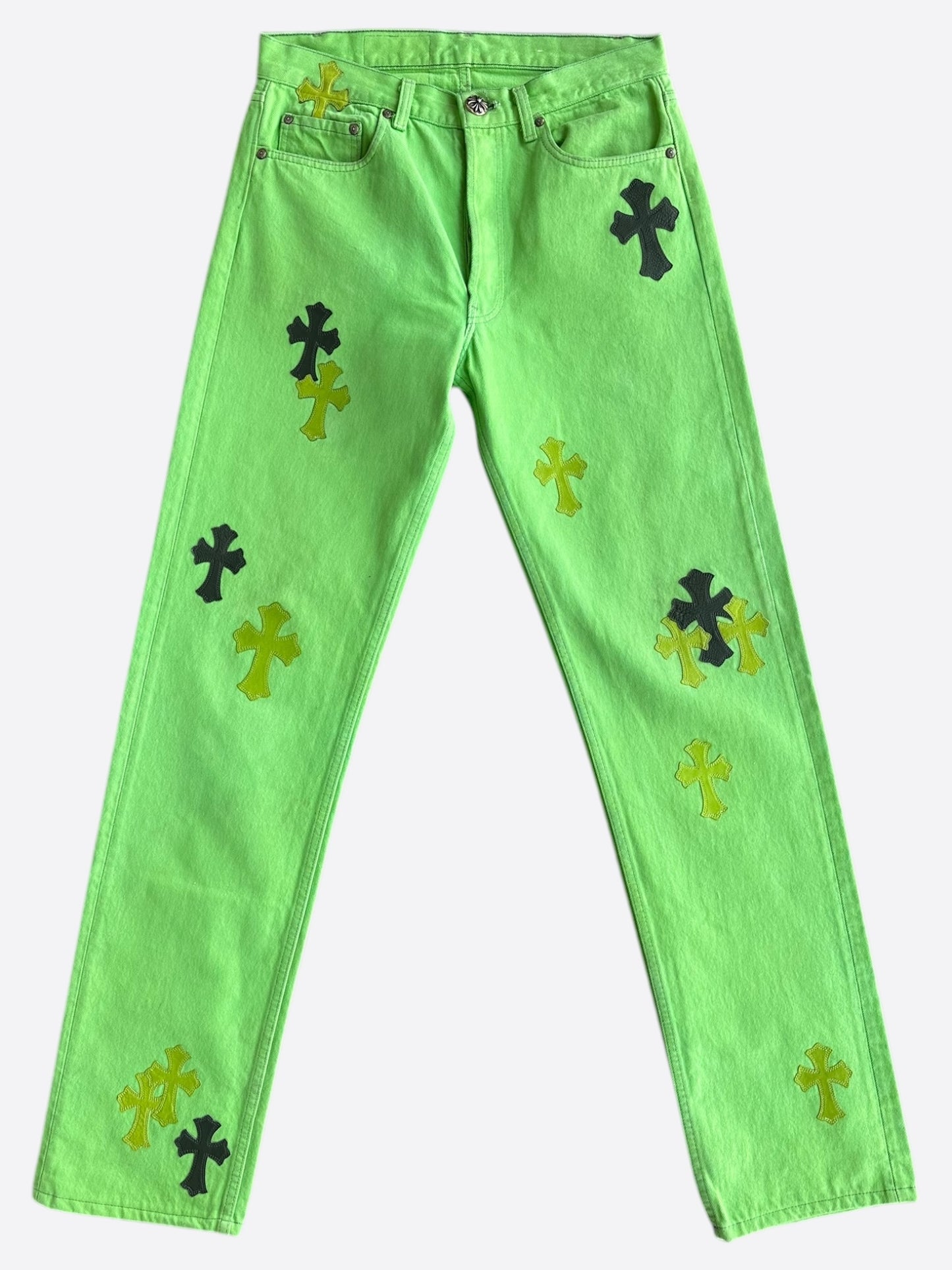 Chrome Hearts Levi's Green & Black Cross Patch Jeans