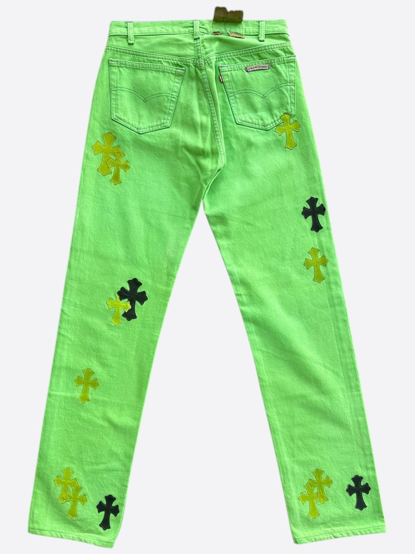 Chrome Hearts Levi's Green & Black Cross Patch Jeans