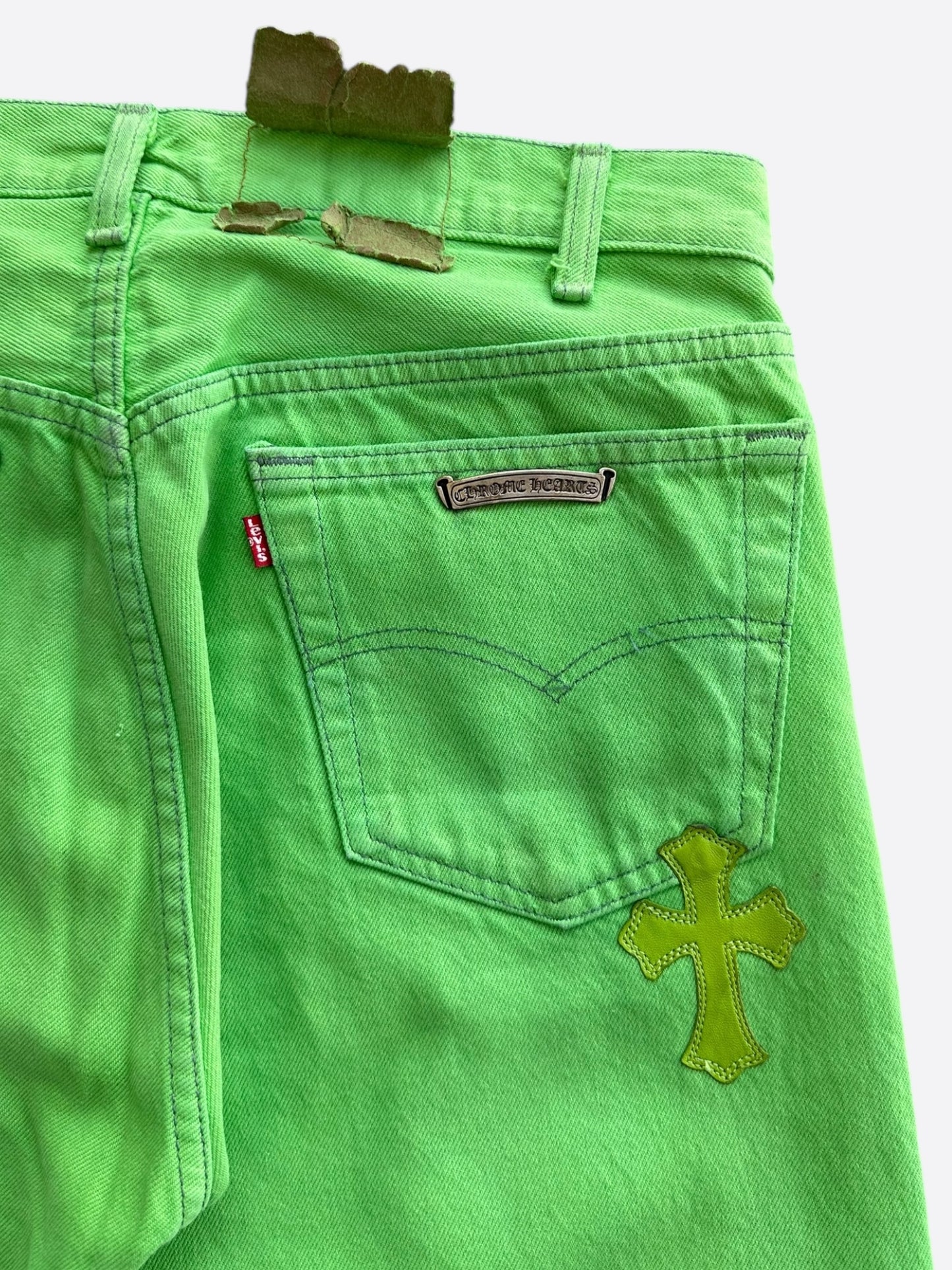 Chrome Hearts Levi's Green & Black Cross Patch Jeans