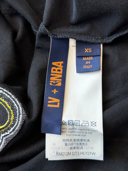 Louis Vuitton NBA Black Embroidered Patches T-Shirt