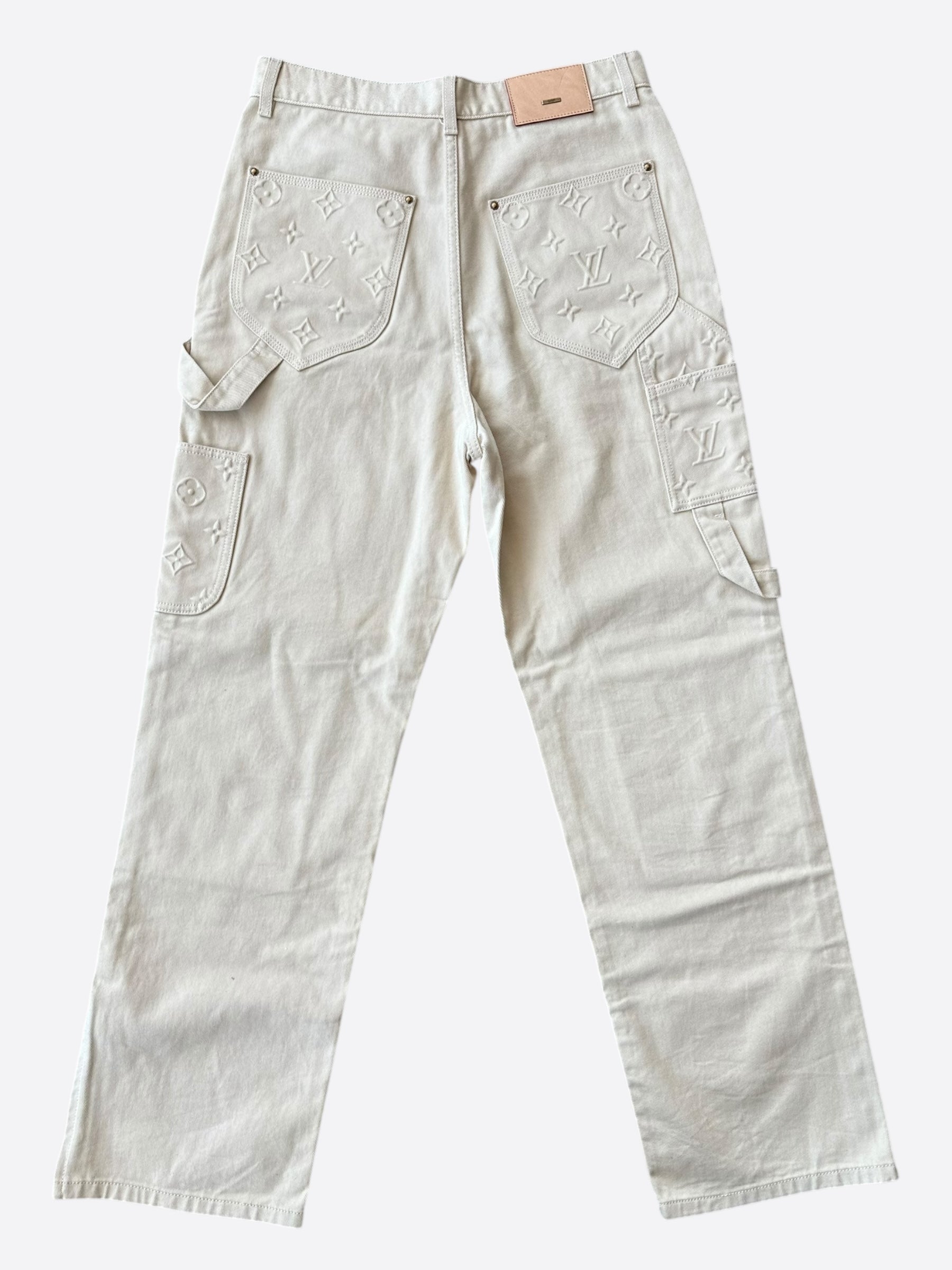 Authentic Louis Vuitton Beige Cotton Womens Pants Size 34