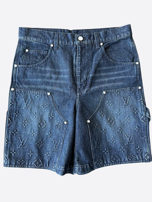 Louis Vuitton Blue Monogram Carpenter Denim Shorts