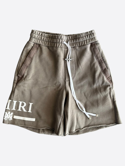 Amiri Brown & White MA Bar Logo Shorts