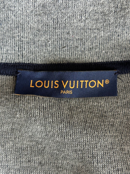Louis Vuitton Navy & White Embroidered Logo Zip Up Hoodie