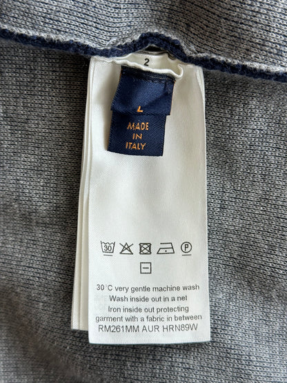 Louis Vuitton Navy & White Embroidered Logo Zip Up Hoodie