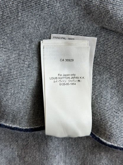 Louis Vuitton Navy & White Embroidered Logo Zip Up Hoodie