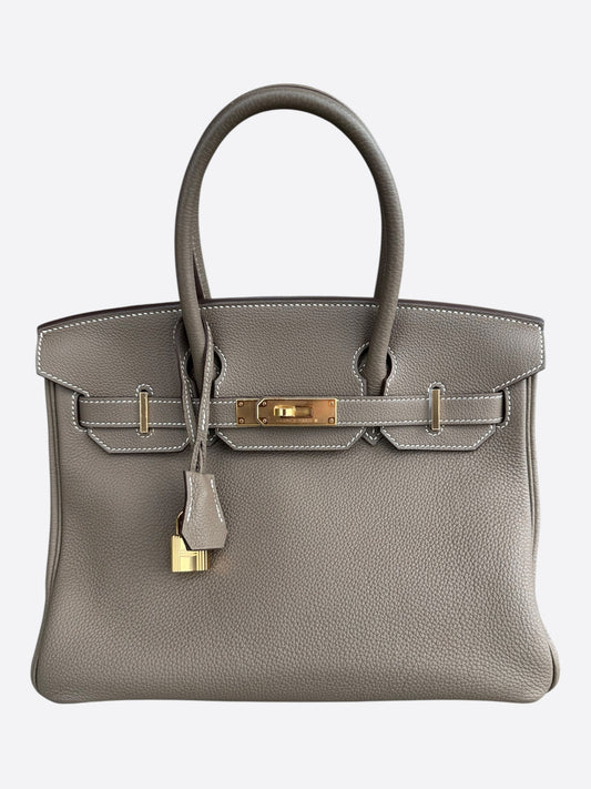 Hermes Etoupe Togo & Gold Hardware Birkin 30
