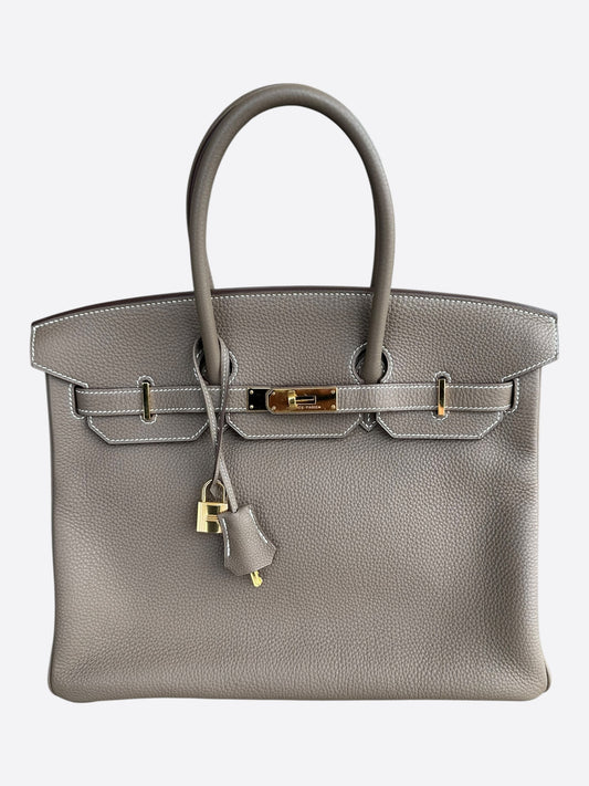 Hermes Etoupe Togo & Gold Hardware Birkin 35