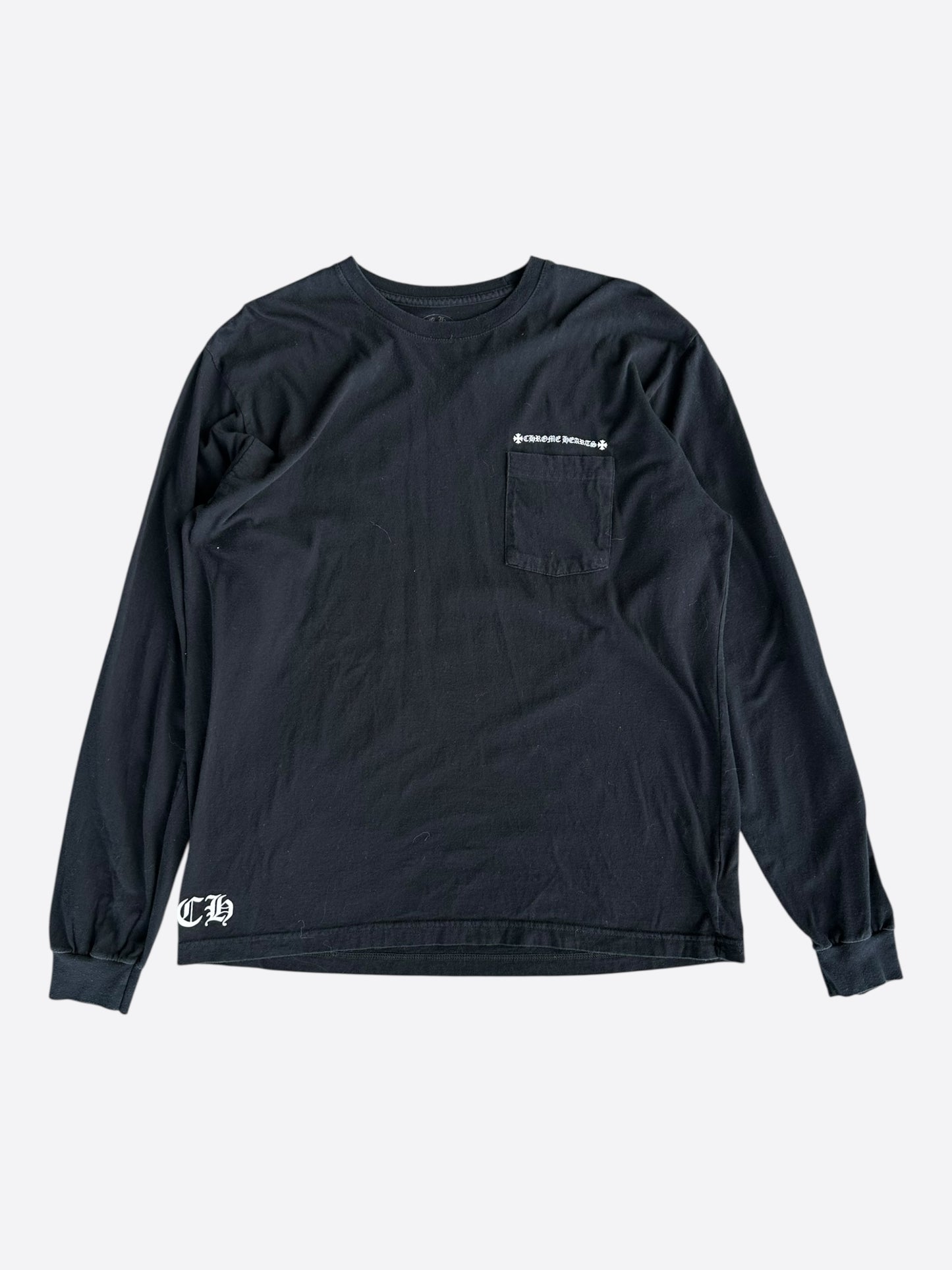 Chrome Hearts Black & White Cross Graphic Longsleeve T-Shirt