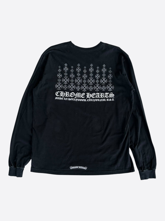 Chrome Hearts Black & White Cross Graphic Longsleeve T-Shirt