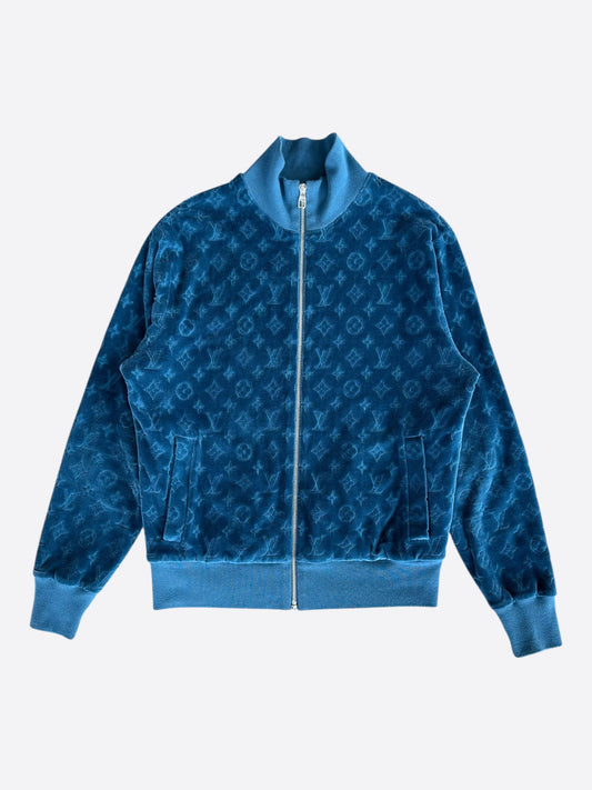 Louis Vuitton Blue Velour Monogram Track Jacket