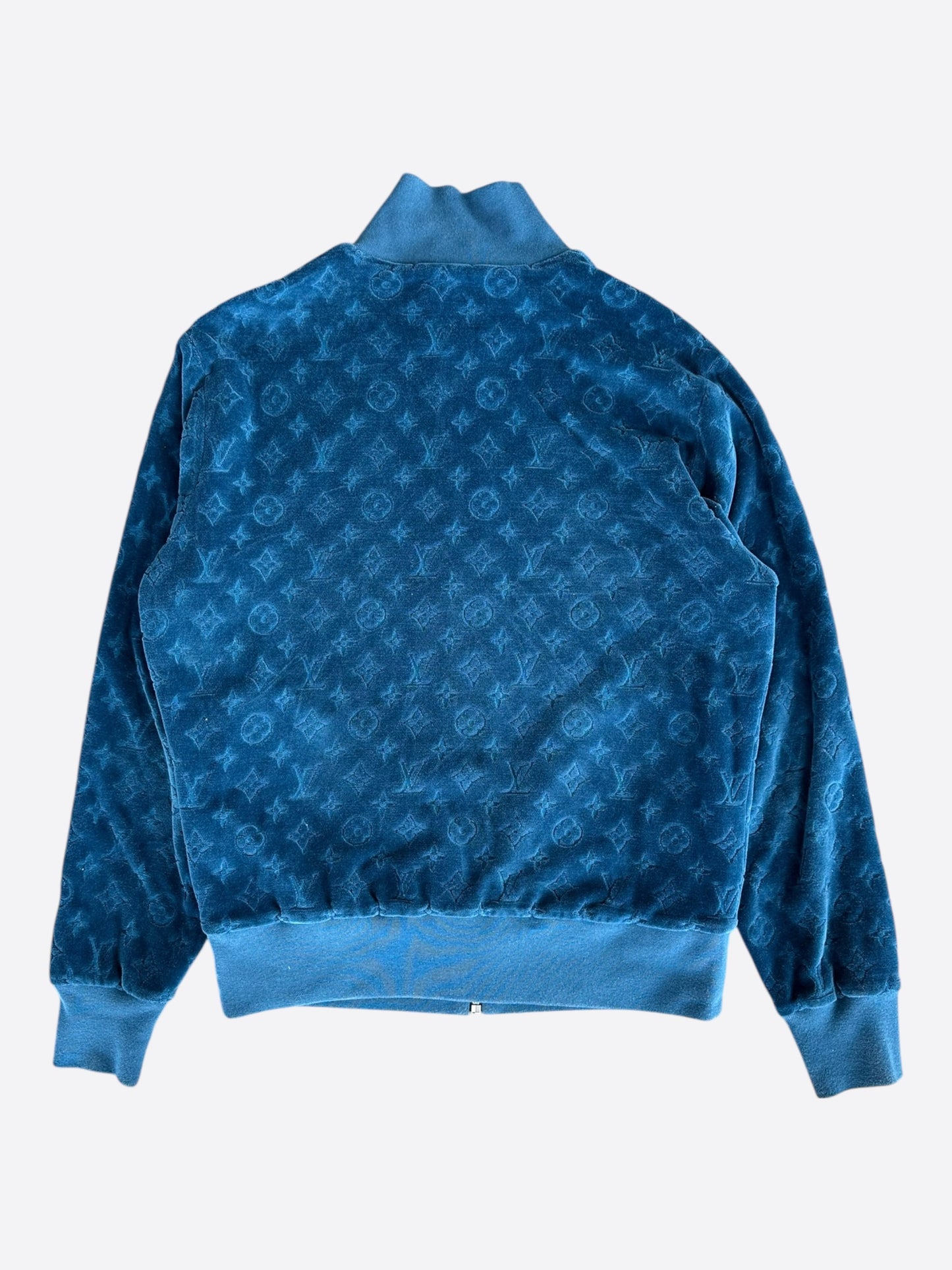 Louis Vuitton Blue Velour Monogram Track Jacket