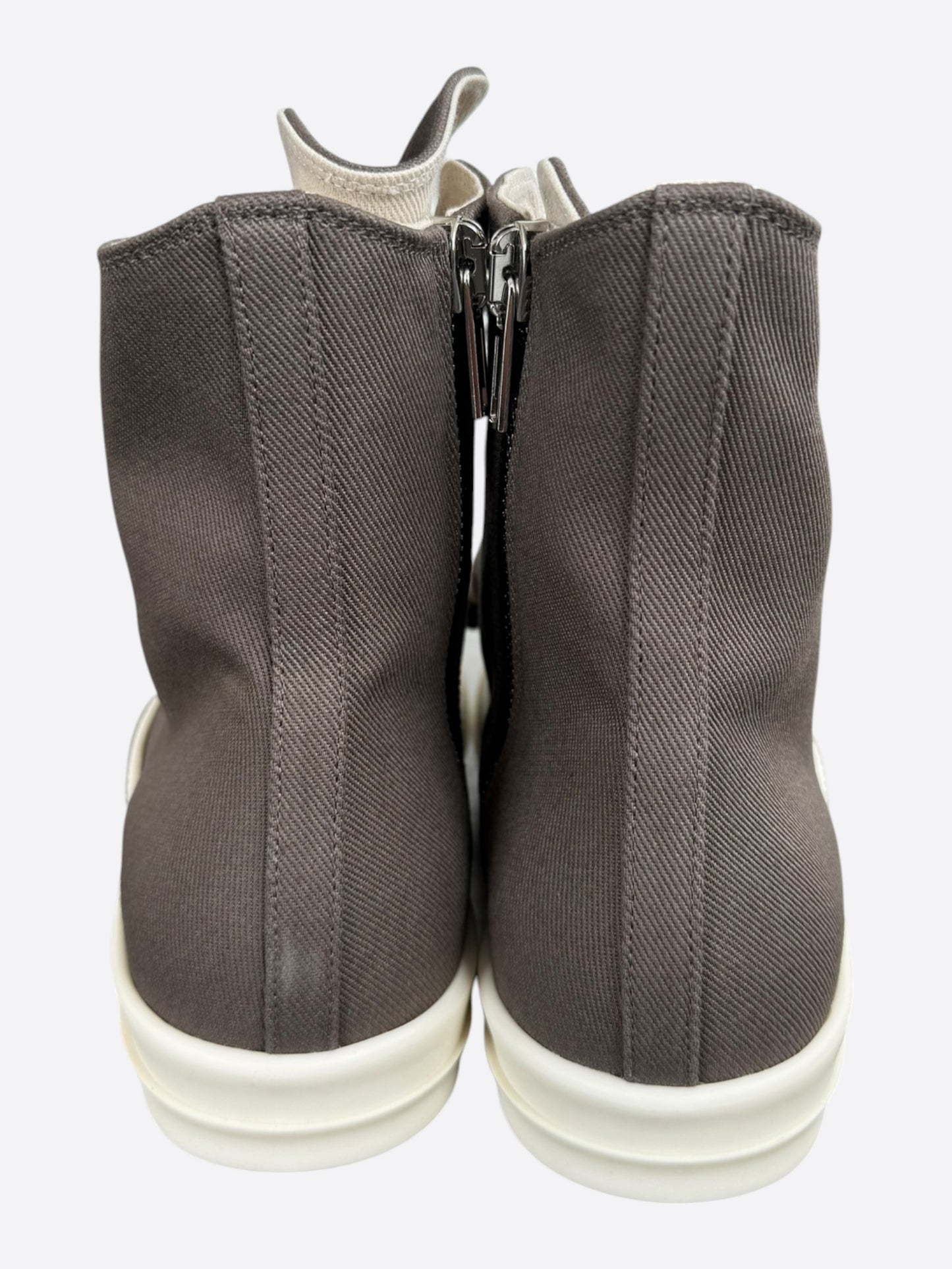 Rick Owens Brown & White Jumbo Lace High Top Sneakers