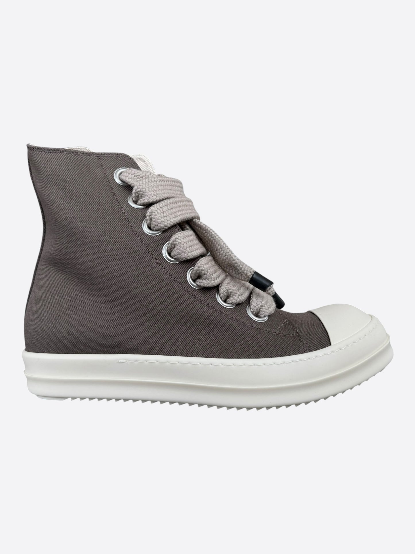 Rick Owens Brown & White Jumbo Lace High Top Sneakers