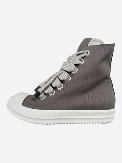 Rick Owens Brown & White Jumbo Lace High Top Sneakers