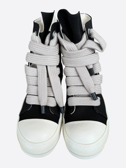 Rick Owens Black & White Jumbo Lace High Top Sneakers