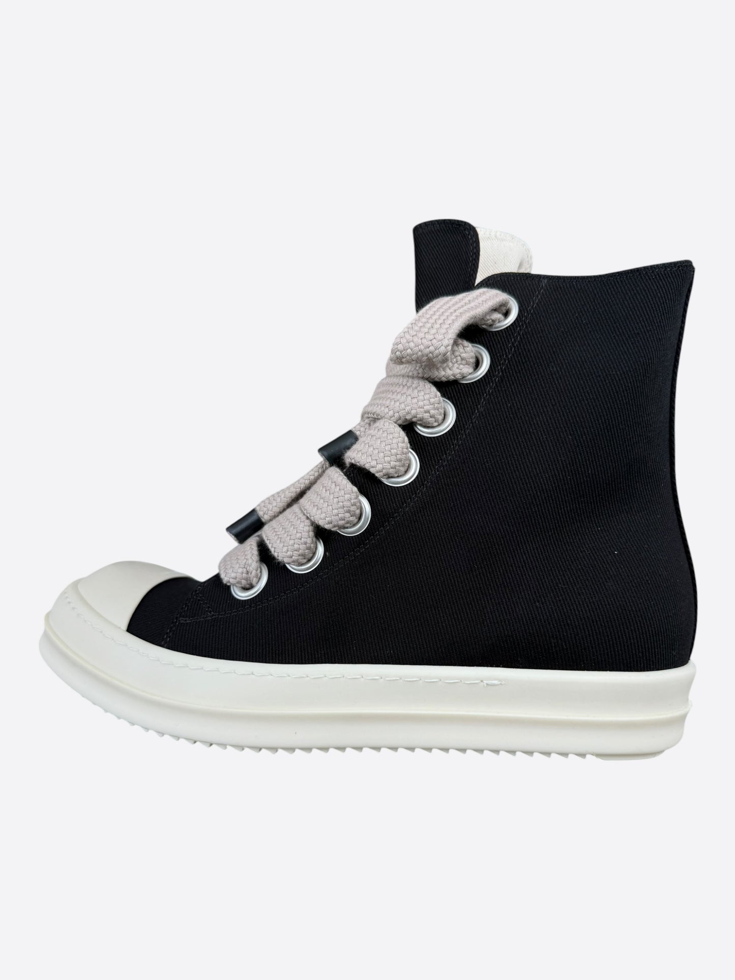 Rick Owens Black & White Jumbo Lace High Top Sneakers