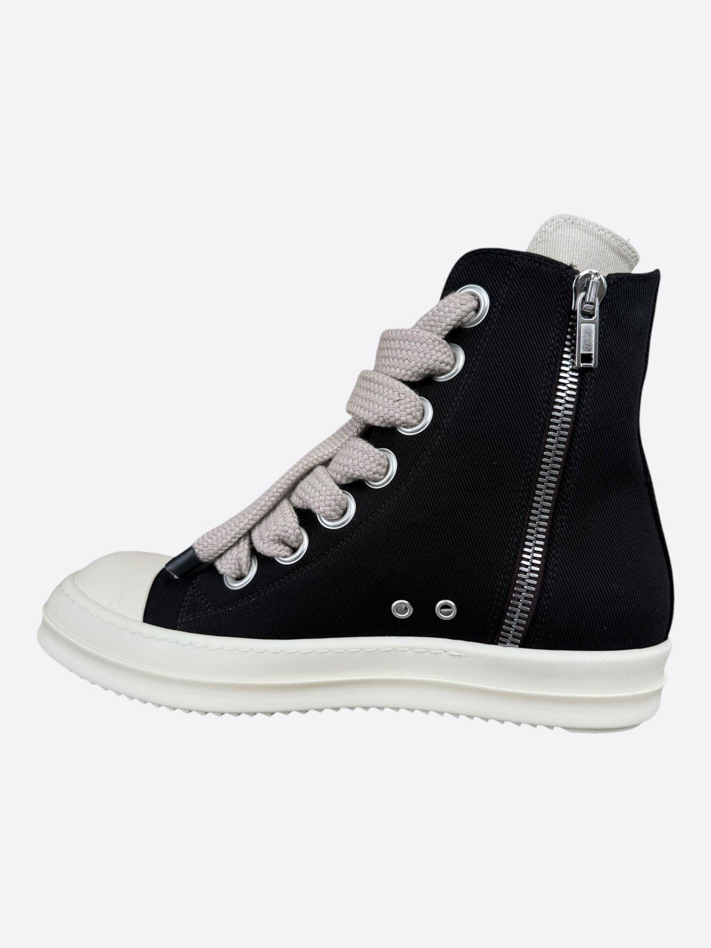 Rick Owens Black & White Jumbo Lace High Top Sneakers
