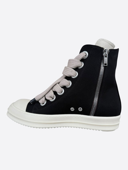 Rick Owens Black & White Jumbo Lace High Top Sneakers