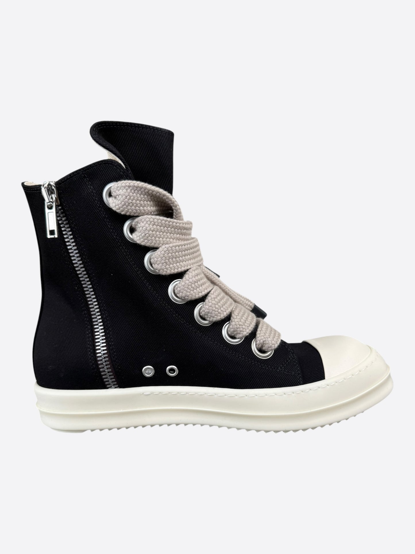 Rick Owens Black & White Jumbo Lace High Top Sneakers