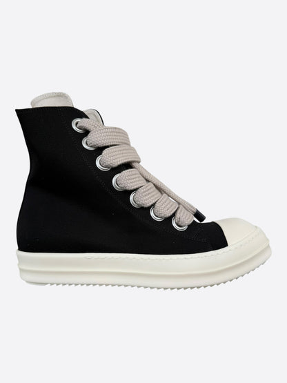Rick Owens Black & White Jumbo Lace High Top Sneakers