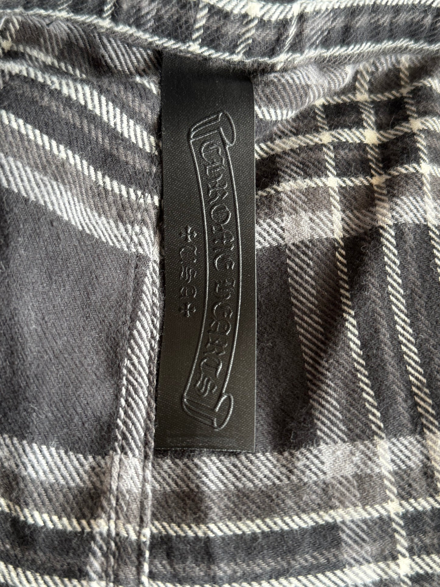 Chrome Hearts Black & White Cross Patch After School Flannel Shorts