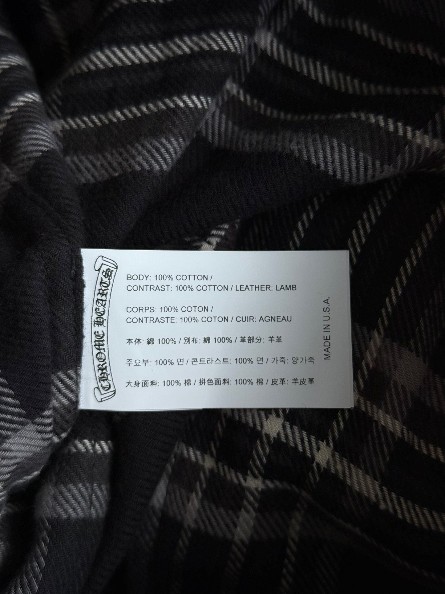 Chrome Hearts Black & White Cross Patch After School Flannel Shorts