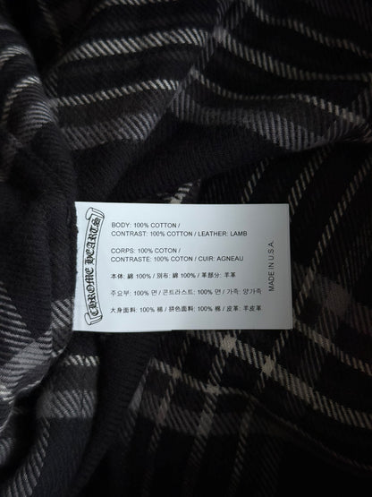 Chrome Hearts Black & White Cross Patch After School Flannel Shorts