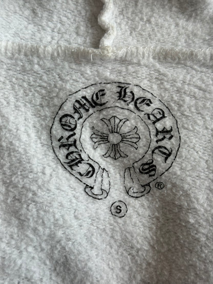 Chrome Hearts White & Black Fleur De Lis Logo Zip Up Hoodie