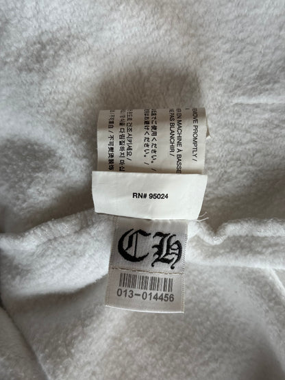 Chrome Hearts White & Black Fleur De Lis Logo Zip Up Hoodie
