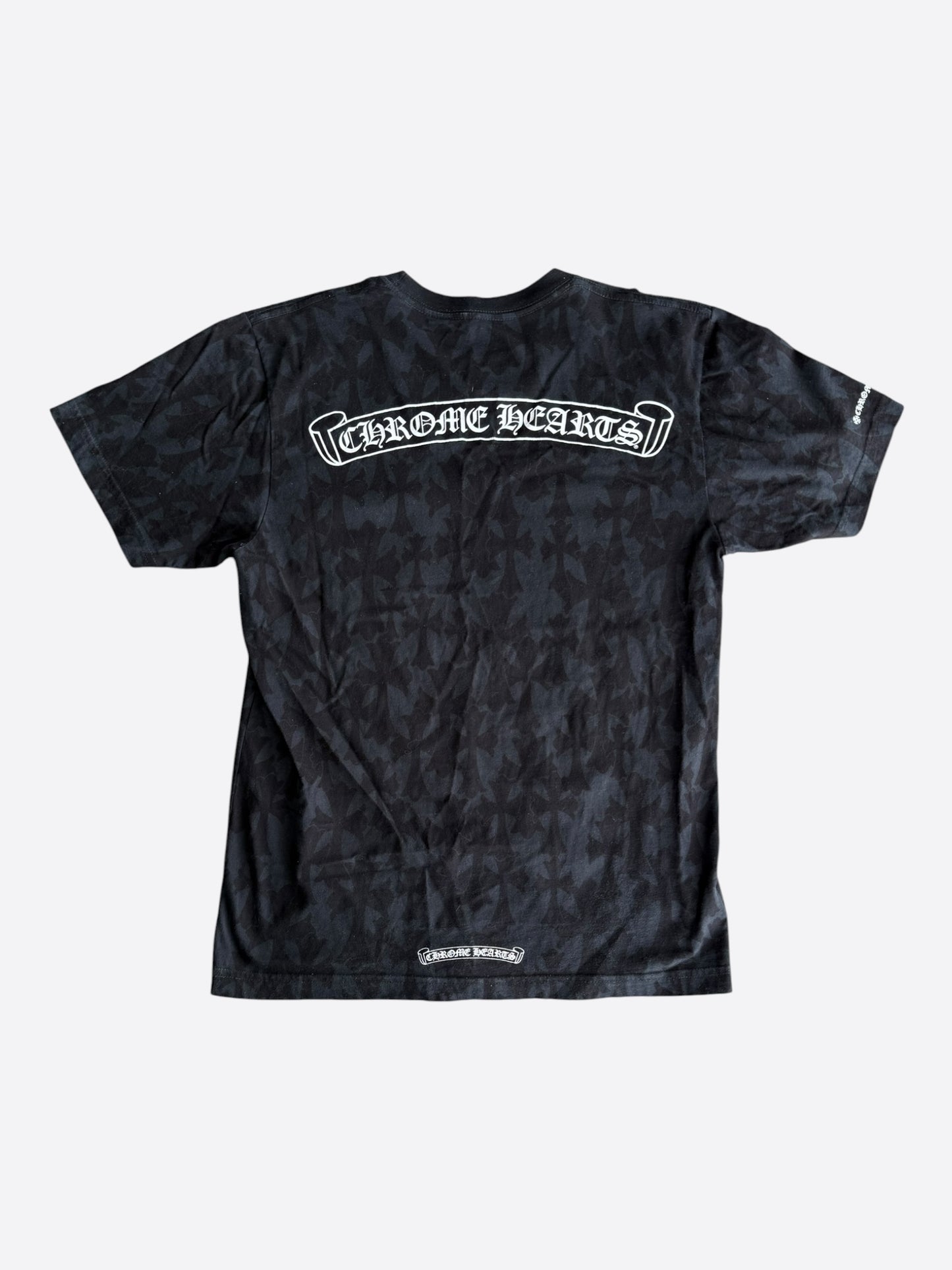 Chrome Hearts Black & White Cemetery Jacquard Horseshoe Logo T-Shirt