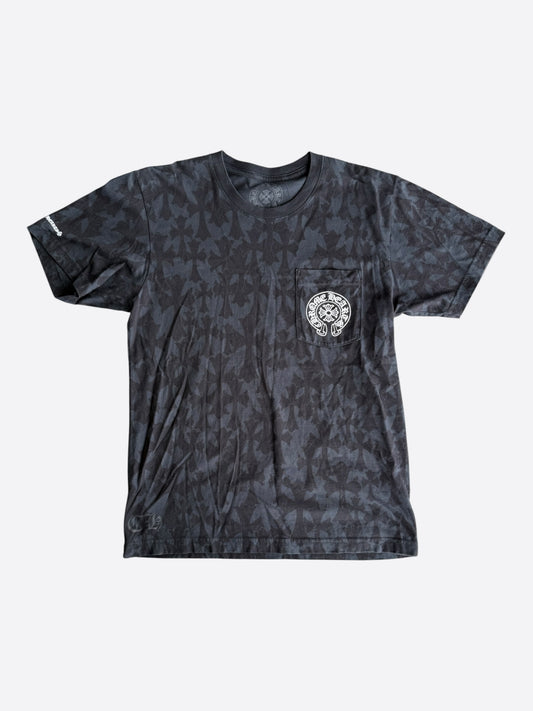 Chrome Hearts Black & White Cemetery Jacquard Horseshoe Logo T-Shirt