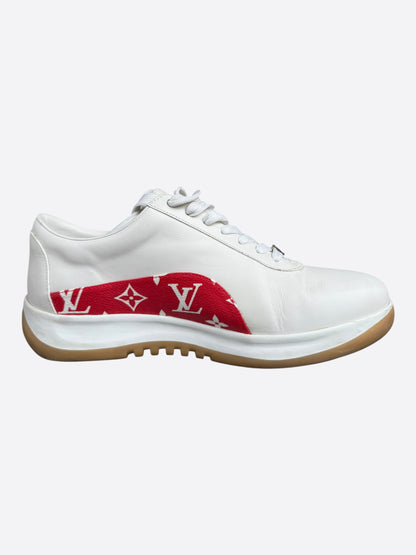Louis Vuitton Supreme White & Red Monogram Sport Sneakers