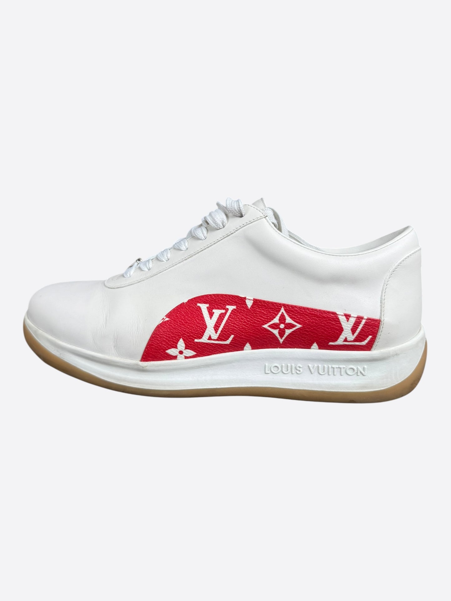 Louis Vuitton Supreme White & Red Monogram Sport Sneakers
