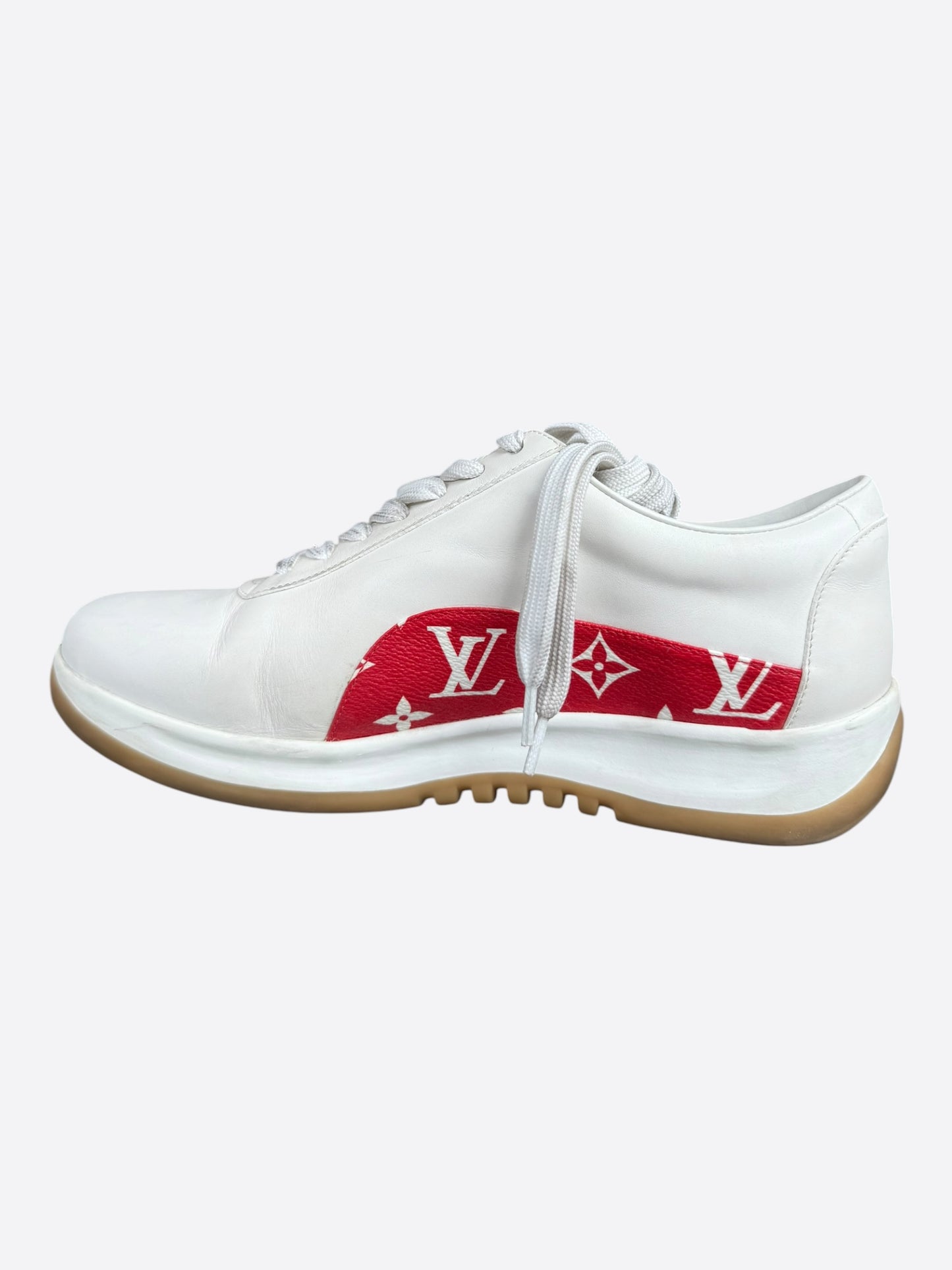 Louis Vuitton Supreme White & Red Monogram Sport Sneakers