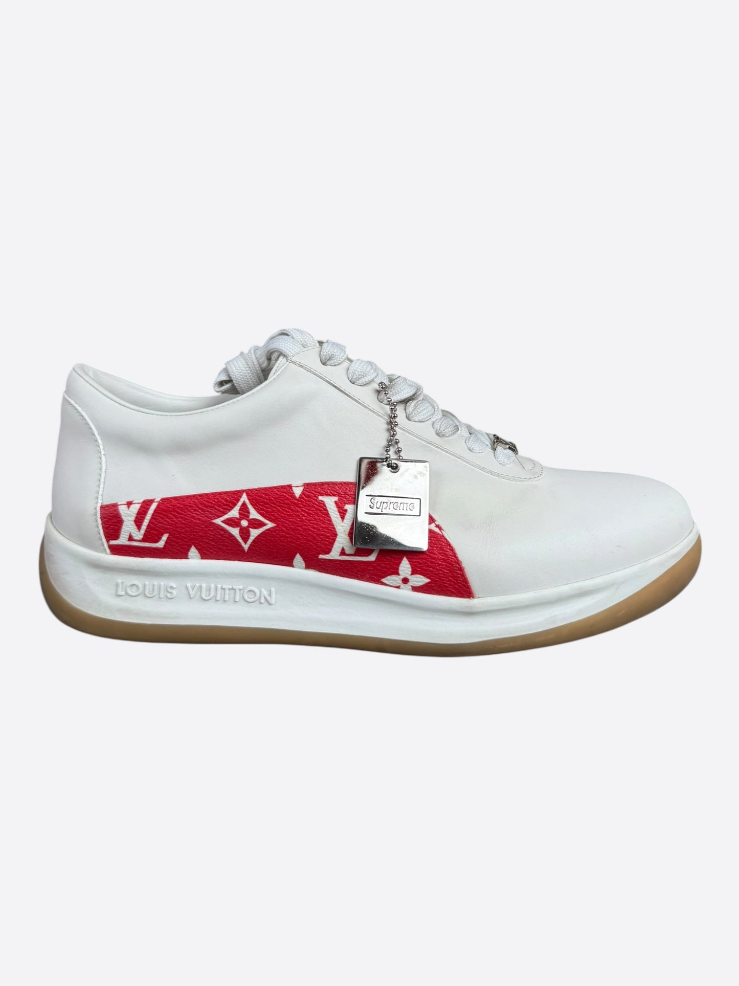 Louis Vuitton Supreme White & Red Monogram Sport Sneakers