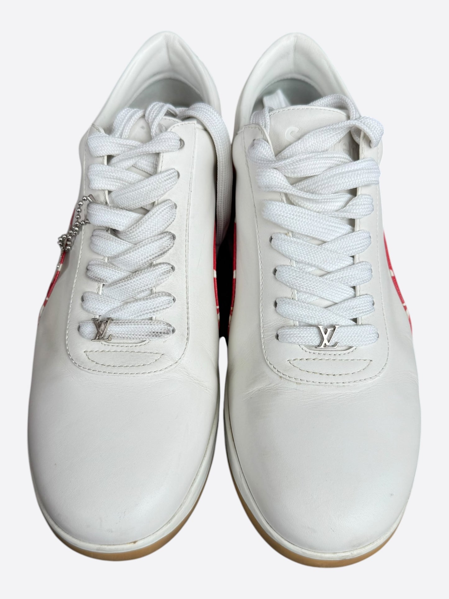 Louis Vuitton Supreme White & Red Monogram Sport Sneakers