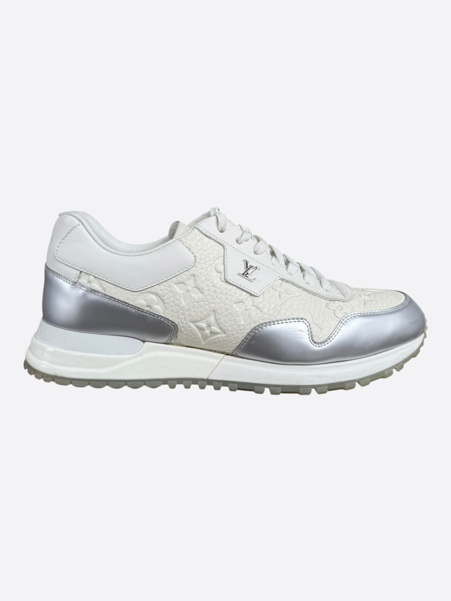 Louis Vuitton White & Silver Monogram Taurillon Run Away Sneakers