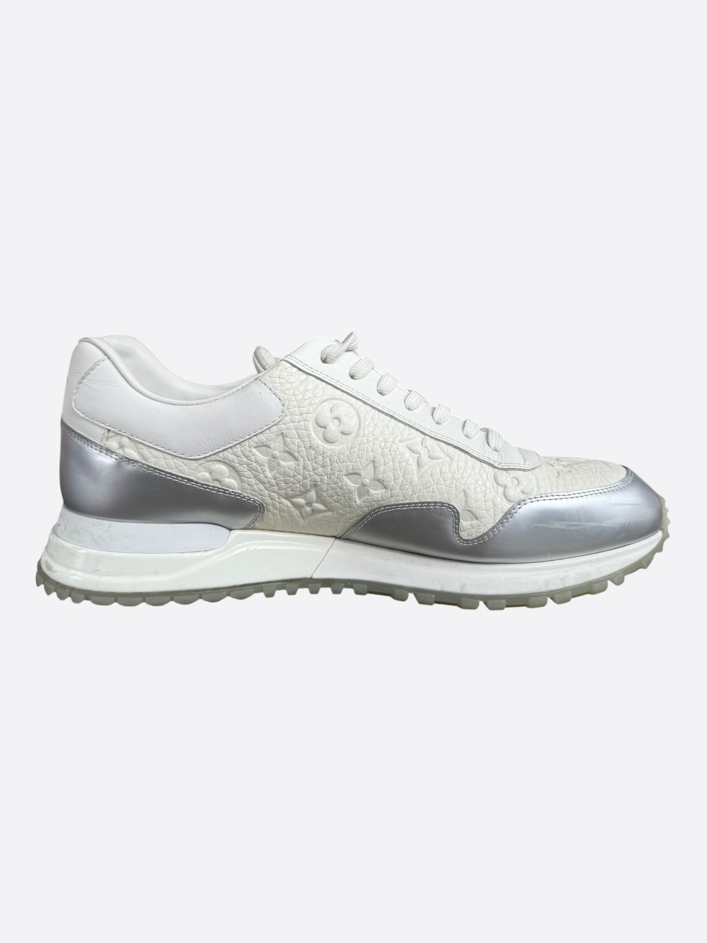 Louis Vuitton White & Silver Monogram Taurillon Run Away Sneakers