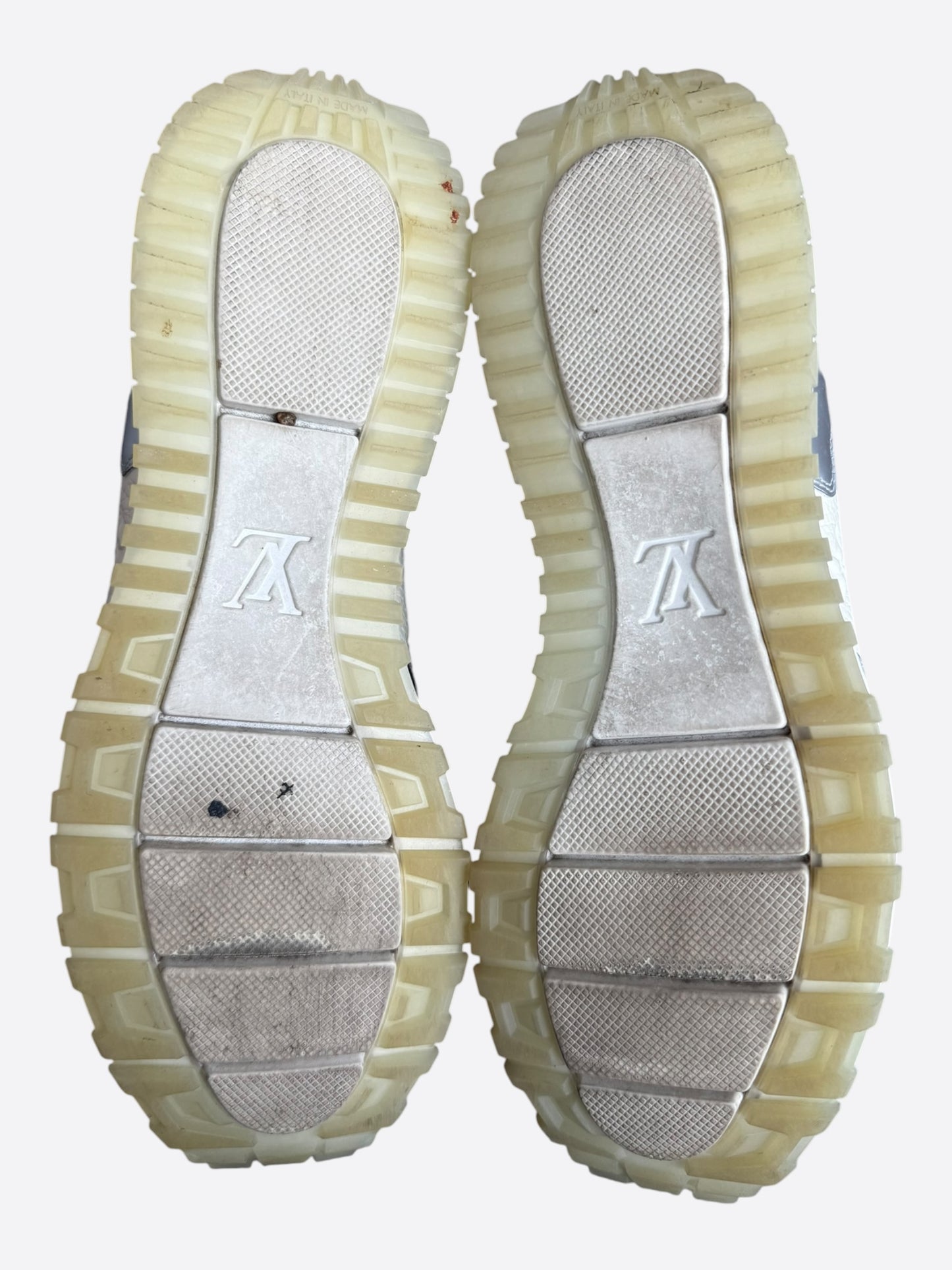 Louis Vuitton White & Silver Monogram Taurillon Run Away Sneakers